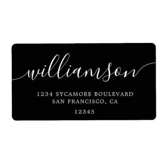 Moderne, elegante Rücksendeadresse der Black Scrip (Vorne)