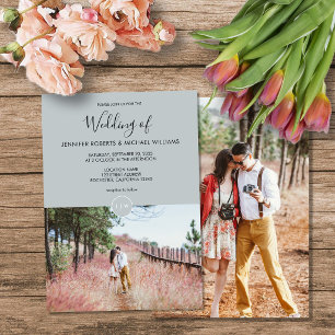 Moderne elegante rustikale Monogramm-Foto-Hochzeit Einladung