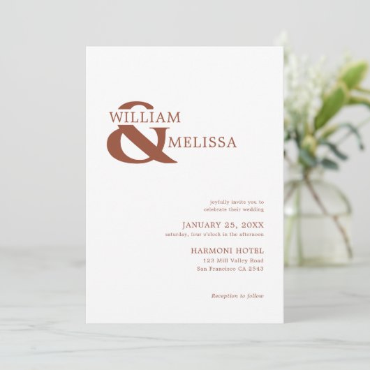 Moderne Elegante Rustikale Terracotta und White We Einladung (Stehend Vorderseite)