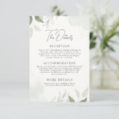 Moderne elegante Sage Green Blätter Hochzeitsdetai Begleitkarte (Stehend Vorderseite)