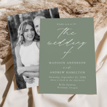 Moderne, elegante Sage Green Foto Hochzeit