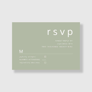 Moderne elegante Sage Green Hochzeit RSVP Karte