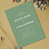 Moderne elegante Sage Green Minimalistisch Wedding Einladung