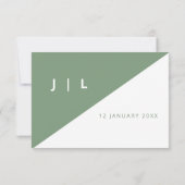 Moderne elegante Sage Green Minimalistisch Wedding RSVP Karte (Rückseite)
