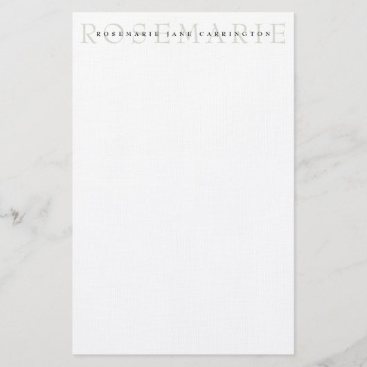 Moderne elegante Sage Green Personalisiert Station Briefpapier (Vorderseite)