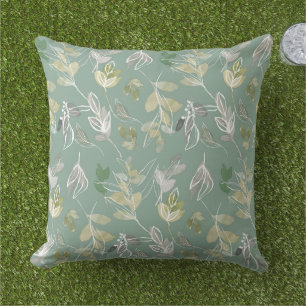 Moderne elegante Sage Green Silver Blätter Foliage Kissen