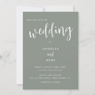 Moderne elegante Sage Green Simple Wedding Einladung