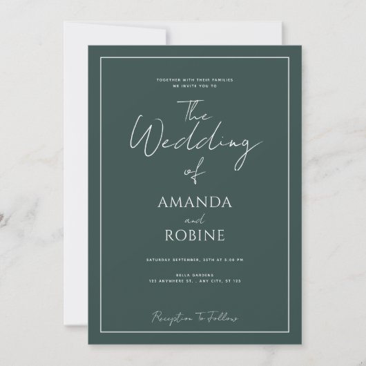 Moderne elegante Sage Green Wedding Einladung (Vorderseite)