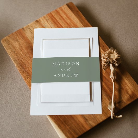 Moderne Elegante Sage Green Wedding Einladungsbanderole