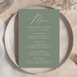 Moderne Elegante Sage Green Wedding Menükarte