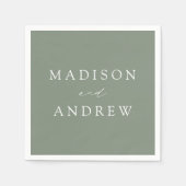 Moderne Elegante Sage Green Wedding Serviette (Vorderseite)