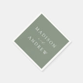 Moderne Elegante Sage Green Wedding Serviette (Ecke)
