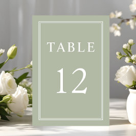 Moderne Elegante Sage Green Wedding Tischnummer