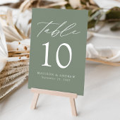 Moderne Elegante Sage Green Wedding Tischnummer