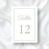 Moderne Elegante Sage Green Wedding Tischnummer