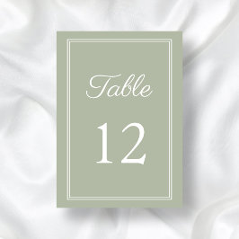 Moderne Elegante Sage Green Wedding Tischnummer