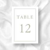 Moderne Elegante Sage Green Wedding Tischnummer