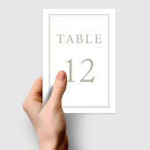 Moderne Elegante Sage Green Wedding Tischnummer