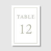 Moderne Elegante Sage Green Wedding Tischnummer