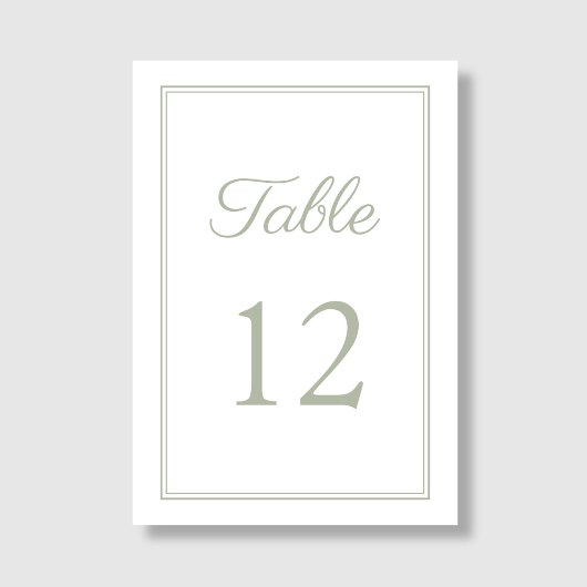 Moderne Elegante Sage Green Wedding Tischnummer