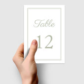 Moderne Elegante Sage Green Wedding Tischnummer