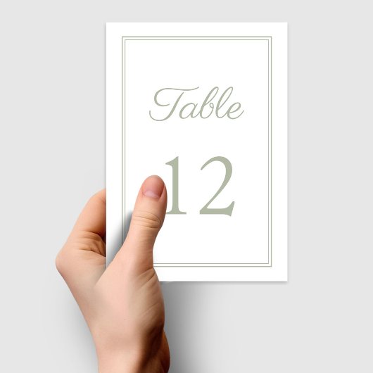 Moderne Elegante Sage Green Wedding Tischnummer