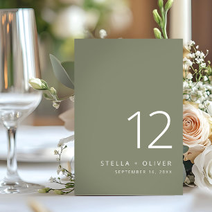 Moderne Elegante Sage Green Wedding Tischnummer