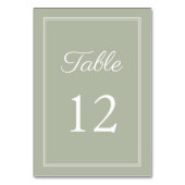 Moderne Elegante Sage Green Wedding Tischnummer (Vorderseite)