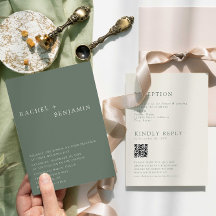 Moderne elegante Salbei-grüne Hochzeits-QR-Code-RS