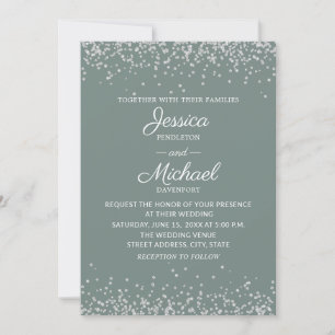 Moderne elegante Salbei- und Silber-Glitter-Hochze Einladung