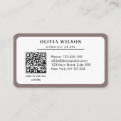 Moderne elegante Salon-Initialen weißer QR-Code Visitenkarte (Rückseite)