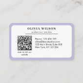 Moderne elegante Salon-Initialen weißer QR-Code Visitenkarte (Rückseite)