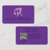 Moderne elegante Salon-Initialen weißer QR-Code Visitenkarte (Vorne/Hinten)