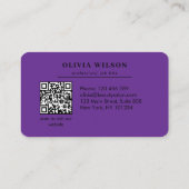 Moderne elegante Salon-Initialen weißer QR-Code Visitenkarte (Rückseite)