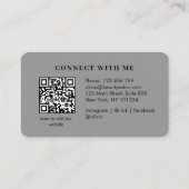Moderne elegante Salon-Initialen weißer QR-Code Visitenkarte (Rückseite)