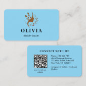Moderne elegante Saloninitialen weißer QR-Code Bu Visitenkarte (Vorne/Hinten)
