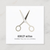 Moderne Elegante Saubere Scheren Haarstylistin Quadratische Visitenkarte (Vorderseite)
