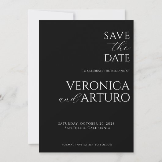 Moderne Elegante Save the Date Card (Vorderseite)