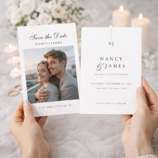 Moderne elegante Save-the-Date-Fotoeinladung Save The Date