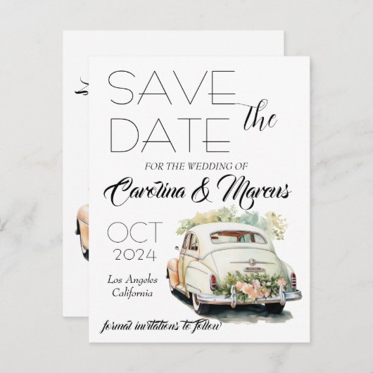 Moderne Elegante Save the Date Hochzeitseinladung Einladung (Vorne/Hinten)