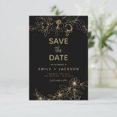 Moderne Elegante Save the Date Schwarze Gold (Stehend Vorderseite)
