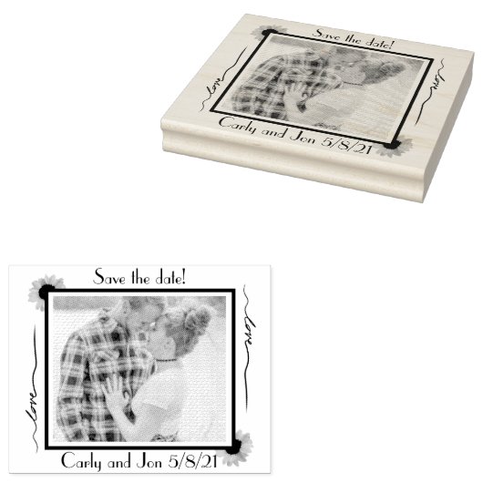 Moderne, elegante Save the Date Sonnenblumen Gummistempel (Stempel)