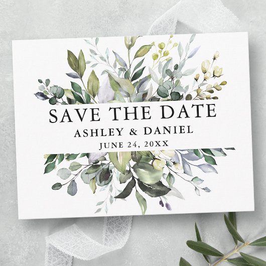 Moderne Elegante Save the Date Wasserfarbenwelt Postkarte