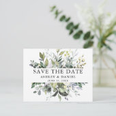 Moderne Elegante Save the Date Wasserfarbenwelt Postkarte (Stehend Vorderseite)