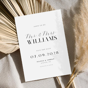 Moderne elegante schicke schwarze und weiße Hochze Save The Date