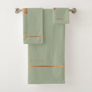 Moderne, elegante, schlanke mit Monogramm Streifen Badhandtuch Set
