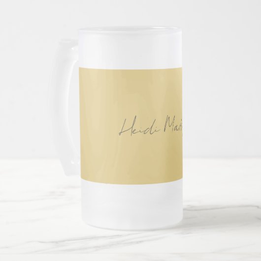 Moderne Elegante Schlichte, einfache Goldfarbenkal Mattglas Bierglas (Vorderseite Links)