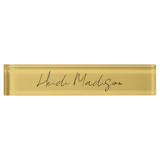 Moderne Elegante Schlichte, einfache Goldfarbenkal Namensplakette (Vorderseite)