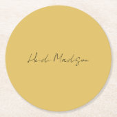 Moderne Elegante Schlichte, einfache Goldfarbenkal Runder Pappuntersetzer (Vorderseite)