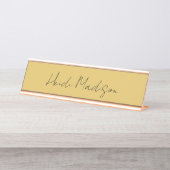 Moderne Elegante Schlichte, einfache Goldfarbenkal Schreibtischnamensplakette (Vorderseite )